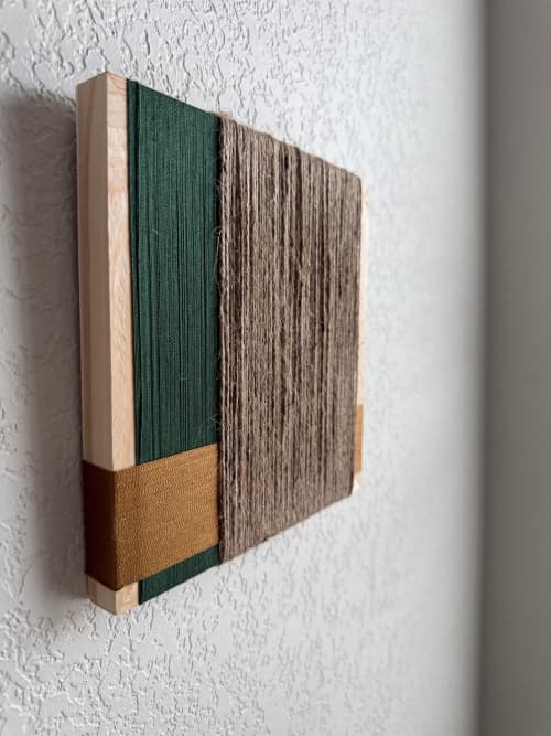 Woven Tile- Layered Twin, Rust and Green | Wall Sculpture in Wall Hangings by Mpwovenn Fiber Art by Mindy Pantuso