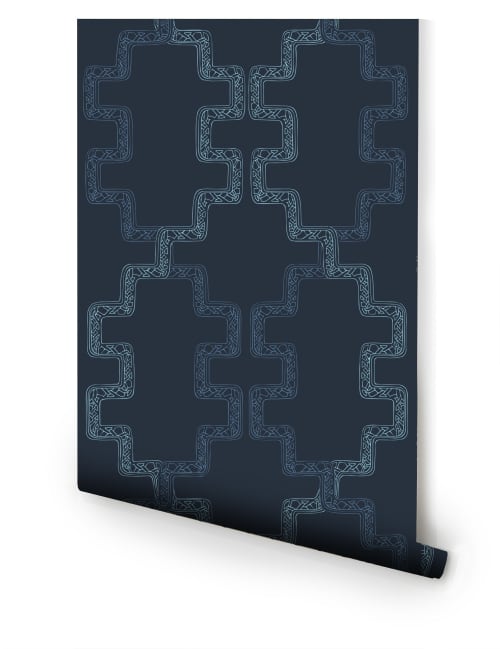 Aztec - Azul | Wallpaper in Wall Treatments by Relativity Textiles. Item composed of fabric and paper