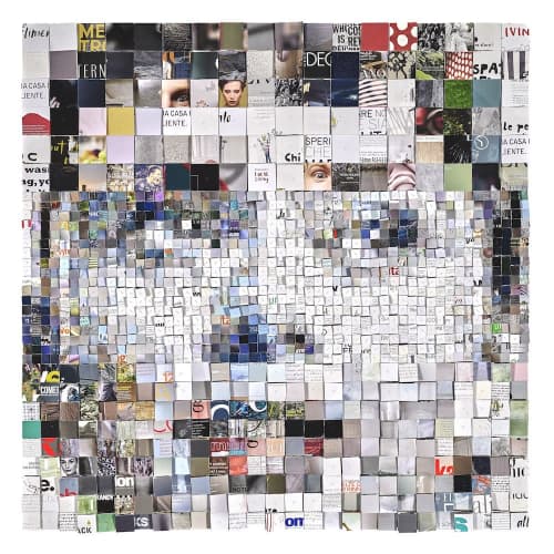 Fading Away #5 - Limited Edition of 20 - 110x110 | Collage in Paintings by Paola Bazz. Item composed of paper in contemporary or eclectic & maximalism style