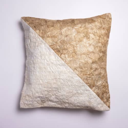 Natural Madagascar Throw Pillow - Diagonal Pattern - 18"x18" | Pillows by Tanana Madagascar. Item made of cotton