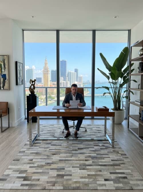 GENUINE LEATHER, LUXURY AREA RUG. BRICKELL DESIGN | 6 X 8 Ft | Rugs by KAYMANTA | Luxury Rug Makers