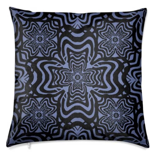 Rooster Feather Blue Velvet Cushion | Pillows by Sean Martorana. Item composed of fabric