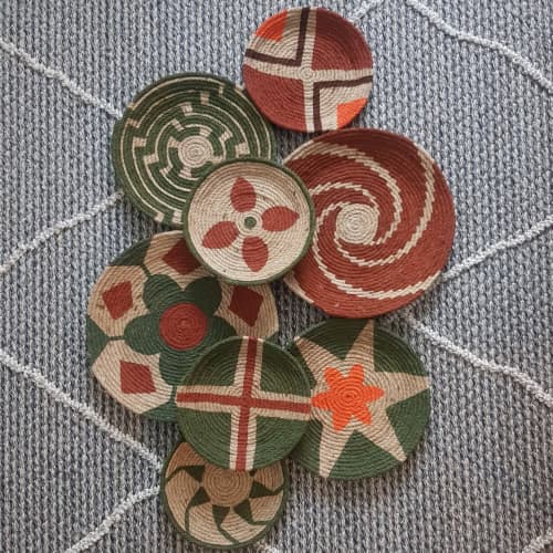 Set Of 8 Boho Baskets Wall Decor | Decorative Plate in Decorative Objects by Sarmal Design. Item made of cotton with synthetic works with boho & contemporary style