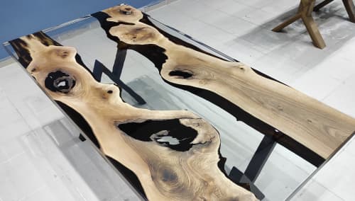 Custom Order Clear Epoxy Walnut Tree Dining Table | Tables by LuxuryEpoxyFurniture. Item composed of wood & synthetic