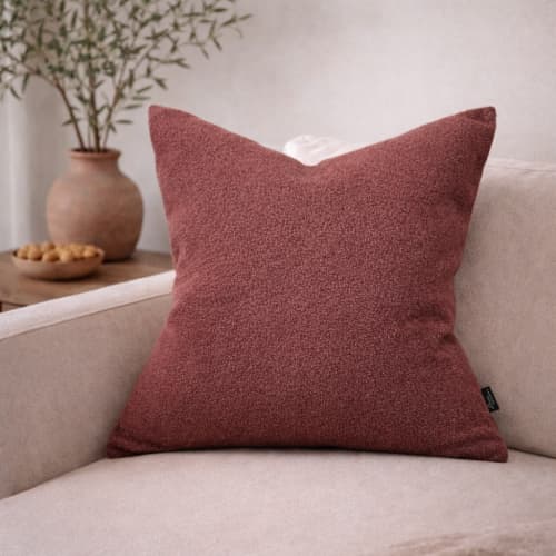 Red Rust Sherpa Pillow Cover | Pillows by Busa Designs
