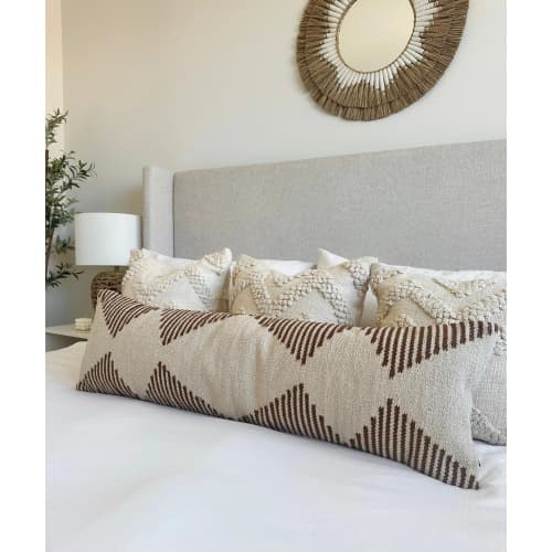 Oversized Lumbar Pillow 12x40 Modern Boho Striped Pillow | Pillows by Busa Designs