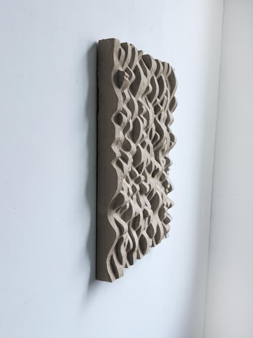 Textured 3D Beige Painting - Contemporary Sculptural Wall Art - Modern Home Decor - Geometric Fusion | Wall Sculpture in Wall Hangings by Vaiva Art Atelier