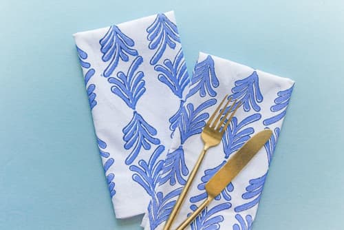 Dinner Napkins (set of 4) - Palmetto, Lotus Blue & Navy | Linens & Bedding by Mended. Item composed of cotton