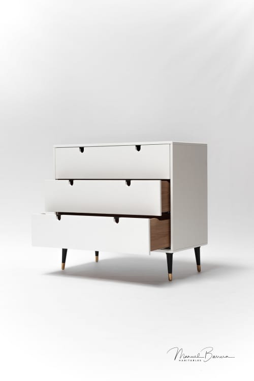 White Dresser, Commode, Credenza in Solid Oak | Storage by Manuel Barrera Habitables. Item made of oak wood