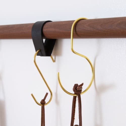 Hooks + Leather Loops [ 3 PK] | Hardware by Keyaiira | leather + fiber. Item made of steel & leather