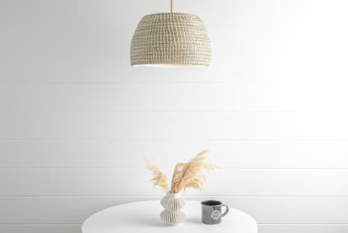 Boho Pendant Light- Basket - Model No. 3286 | Pendants by Peared Creation. Item composed of brass and synthetic