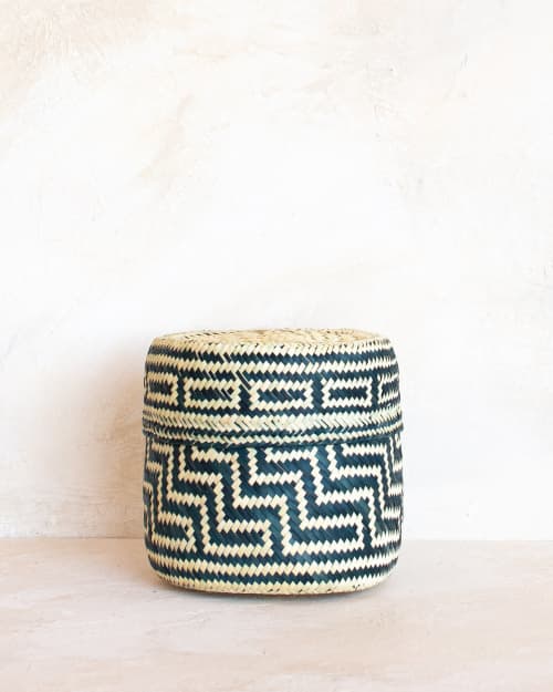 Small Oaxacan Woven Basket - Black | Storage Basket in Storage by MINNA
