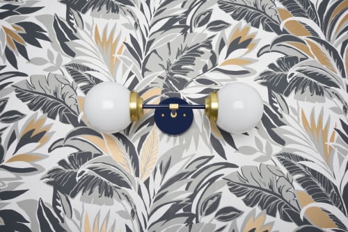 Sheridan - Wall Sconce Vanity Mid-Century Modern Lighting | Sconces by Illuminate Vintage. Item made of brass & glass