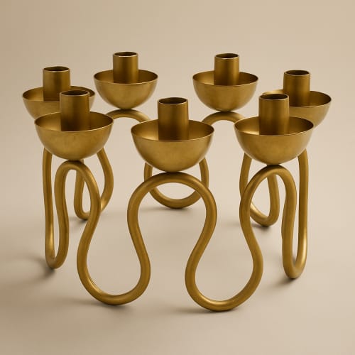 Vine 7-Arm Candelabra — Gold Finish | Candle Holder in Decorative Objects by Raíz Studio