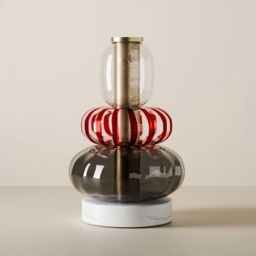 Playground Vase - Carrera Marble Base | Vases & Vessels by Oggetti Designs