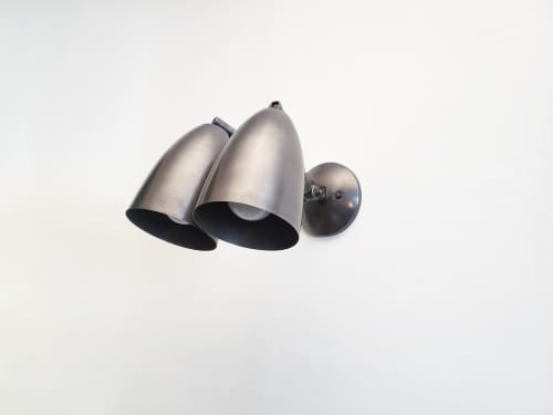 2-Light Adjustable Wall Sconce - Gunmetal Grey Lamp | Sconces by Retro Steam Works. Item made of brass works with mid century modern style