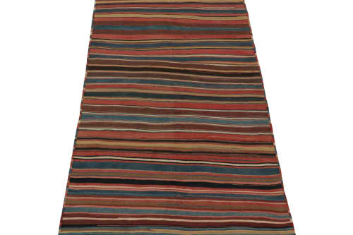Vintage Turkish Kilim Runner rug in Polychromatic Stripes | Area Rug in Rugs by Rug and Kilim