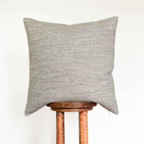 Warm Grey Nubby Linen Pillow 24x24 | Pillows by Vantage Design