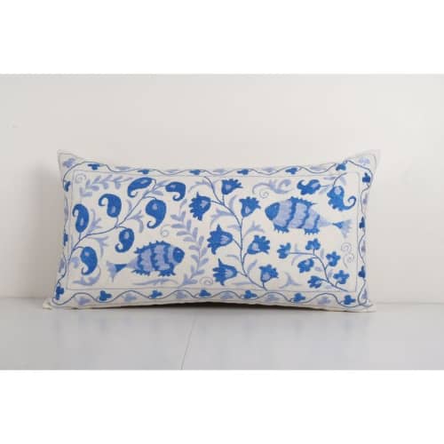 Suzani Body Pillow Made from a Vintage Uzbek Suzani, Ethnic | Cushion in Pillows by Vintage Pillows Store