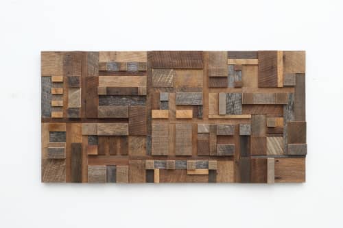 Geometric Cube: Wood wall sculpture | Wall Hangings by Craig Forget. Item composed of oak wood in mid century modern or contemporary style