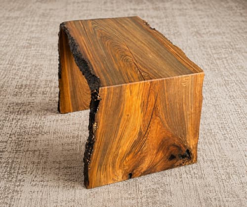 Louisiana Sinker Cypress Waterfall Ottoman Table | Benches & Ottomans by Pelican State Woodworks