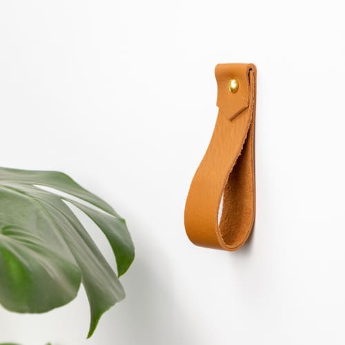 Medium Leather Wall Strap [V'ed End] | Storage by Keyaiira | leather + fiber | Artist Studio in Santa Rosa. Item composed of leather