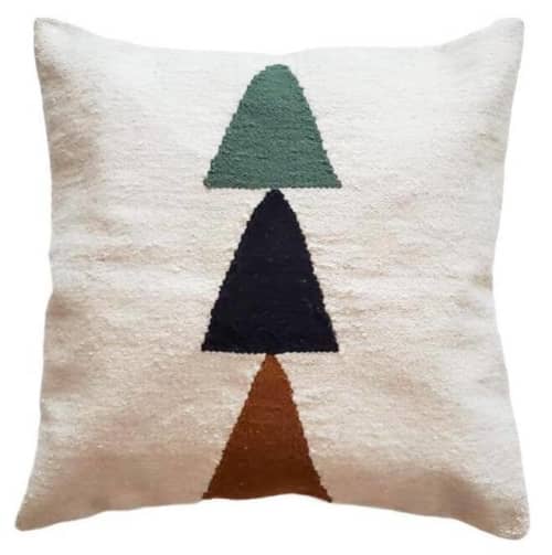 Green Bloom Handwoven Wool Decorative Throw Pillow Cover | Cushion in Pillows by Mumo Toronto. Item composed of cotton