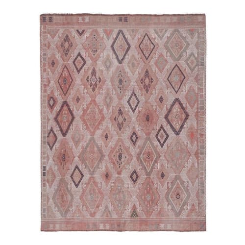 Vintage Pastel Turkish Jajim Kilim Rug 5'5'' X 7'1'' | Area Rug in Rugs by Vintage Pillows Store. Item composed of cotton