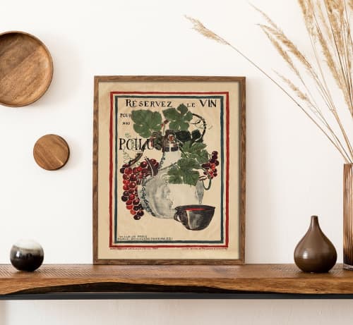 Wine Lover, Kitchen Decor, Vintage Farm Decor, Rustic | Prints by Capricorn Press. Item composed of paper compatible with boho and minimalism style