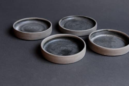 SET of 2 saucer/small plate/little dish, rustic grey matte | Tableware by Laima Ceramics. Item composed of stoneware in minimalism or rustic style