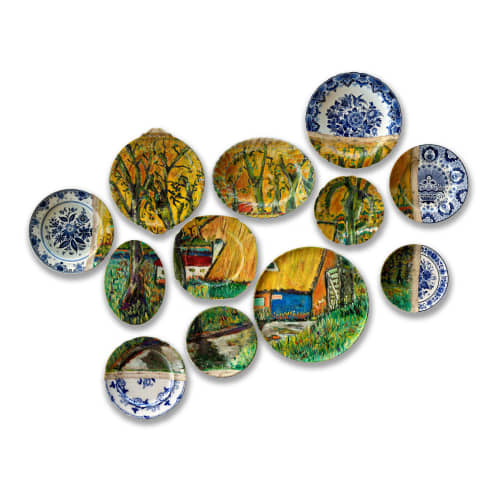 The Blue Cottage | Oil And Acrylic Painting in Paintings by Studio DeSimoneWayland. Item made of ceramic with synthetic works with boho & contemporary style