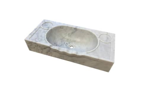 Classic style Carrara Marble Sink with Backsplash | Water Fixtures by AYMARBLEDESIGN LLC