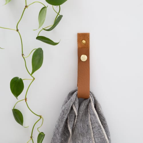 Medium Leather Snap Wall Strap [Flat End] | Storage by Keyaiira | leather + fiber | Artist Studio in Santa Rosa. Item made of leather