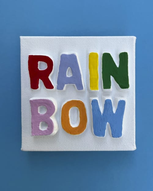 Rainbow Color 4" x 4" | Mixed Media in Paintings by Emeline Tate. Item made of canvas with synthetic