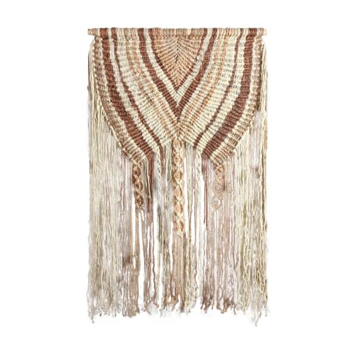 Hand Knitted Jute Wall Hanging, Rustic Boho Woven Tapestry, Natural Fiber Decor | Wall Hangings by Swiflo