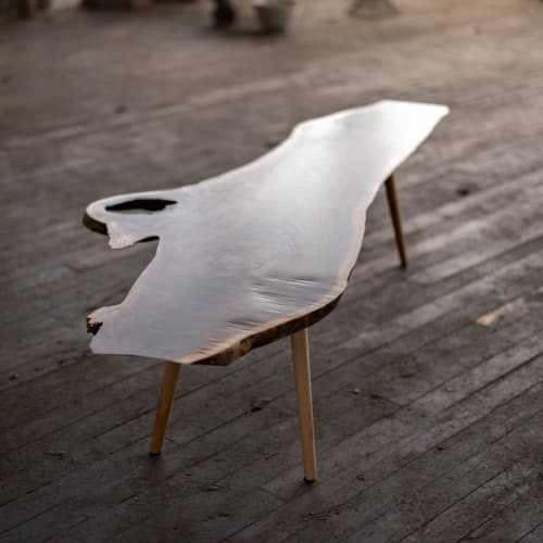Live Edge Walnut Slab Coffee Table Turned Legs Cahaba Table | Tables by Alabama Sawyer. Item composed of walnut