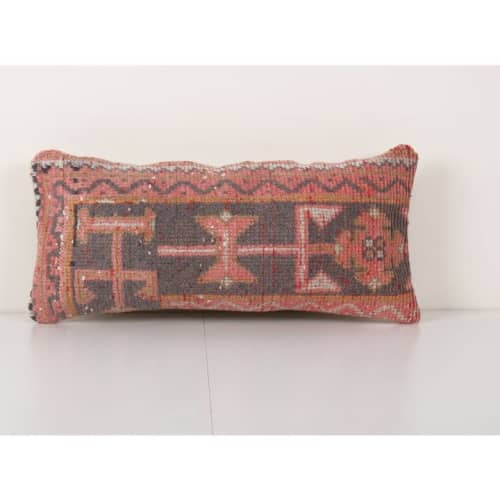 Muted Turkish Oushak Rug Pillow - Faded Vintage Wool Rectang | Cushion in Pillows by Vintage Pillows Store