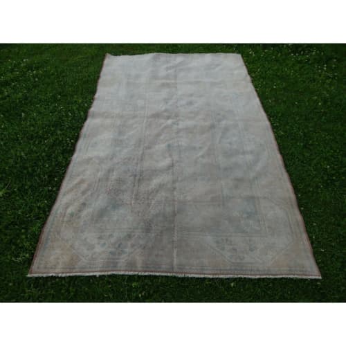 Faded Wool Tribal Styie Turkish Milas Rug 59'' X 92'' | Area Rug in Rugs by Vintage Pillows Store. Item made of cotton with fiber
