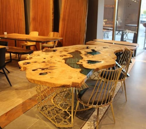 Epoxy Resin River Table - Handmade Epoxy Wooden Table | Dining Table in Tables by Tinella Wood. Item made of wood works with minimalism & contemporary style