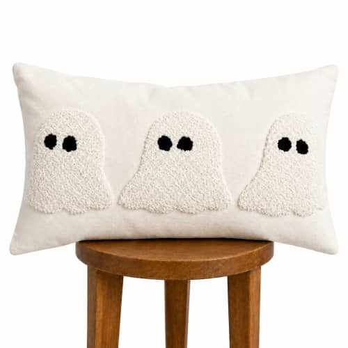 Ivory Tufted Ghost Lumbar Pillow Cover | Pillows by Busa Designs