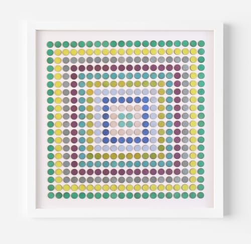 Painted Dot Collage Concentric Squares Green | Paintings by Amelia Coward