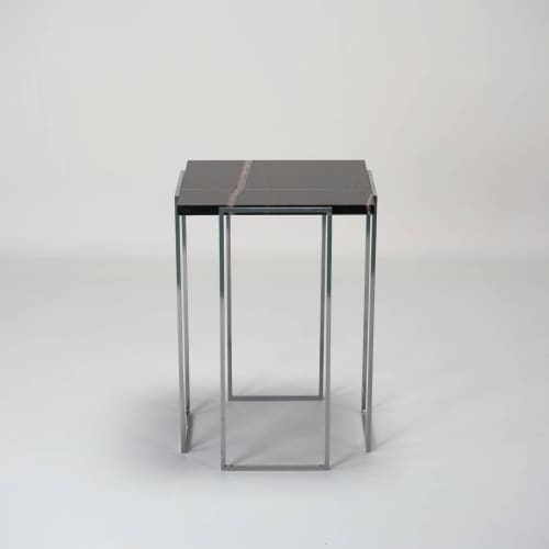 Kaus - Sahara noir side table | Tables by DFdesignLab - Nicola Di Froscia. Item made of steel with marble works with minimalism & contemporary style