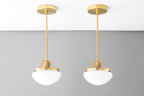 Glass Pendant Light - Brass Light Fixture - Model No. 2901 | Pendants by Peared Creation. Item composed of brass and glass