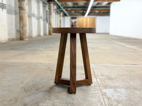 Solid Wood Three-Legged Dining Stool – Modern Accent Stool, Handcrafted in the USA | Bar Stool in Chairs by Marco Bogazzi