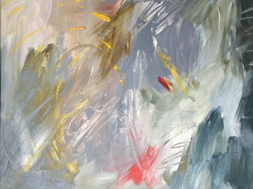 Surf | Oil And Acrylic Painting in Paintings by Eugenie Diserio. Item composed of paper in mid century modern or contemporary style
