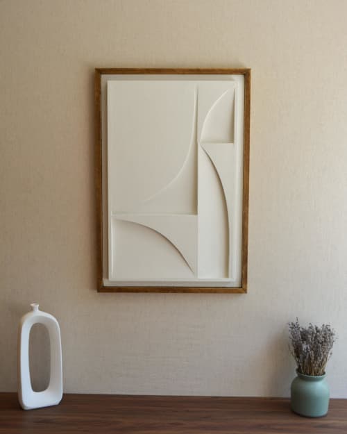 No. 06 Japandi Plaster Wall Relief - Scandinavian Neutral Decor | Wall Sculpture in Wall Hangings by Joseph Aurelius
