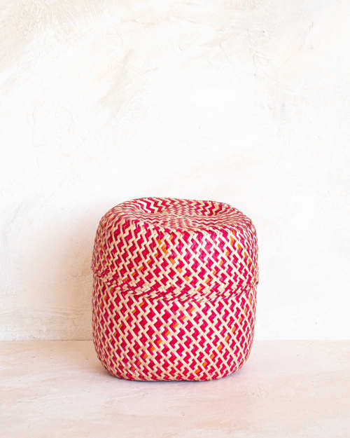 Small Oaxacan Woven Basket - Crimson | Storage Basket in Storage by MINNA