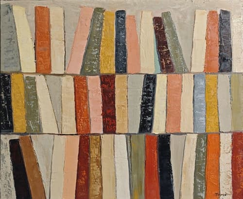 Atelier des reliures | Oil And Acrylic Painting in Paintings by Sophie DUMONT.. Item made of canvas compatible with minimalism and contemporary style