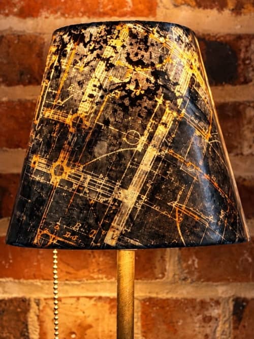 The Code, Black & Gold Abstract Architectural Lampshade | Table Lamp in Lamps by Lamp Bandit