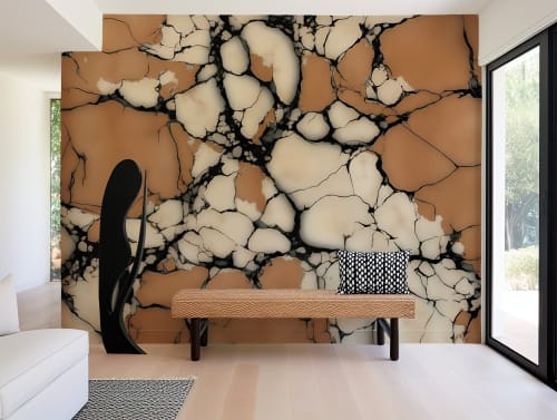 Terracotta Stone — Abstract Luxury Wallpaper Mural | Wall Treatments by ELLE WALLS